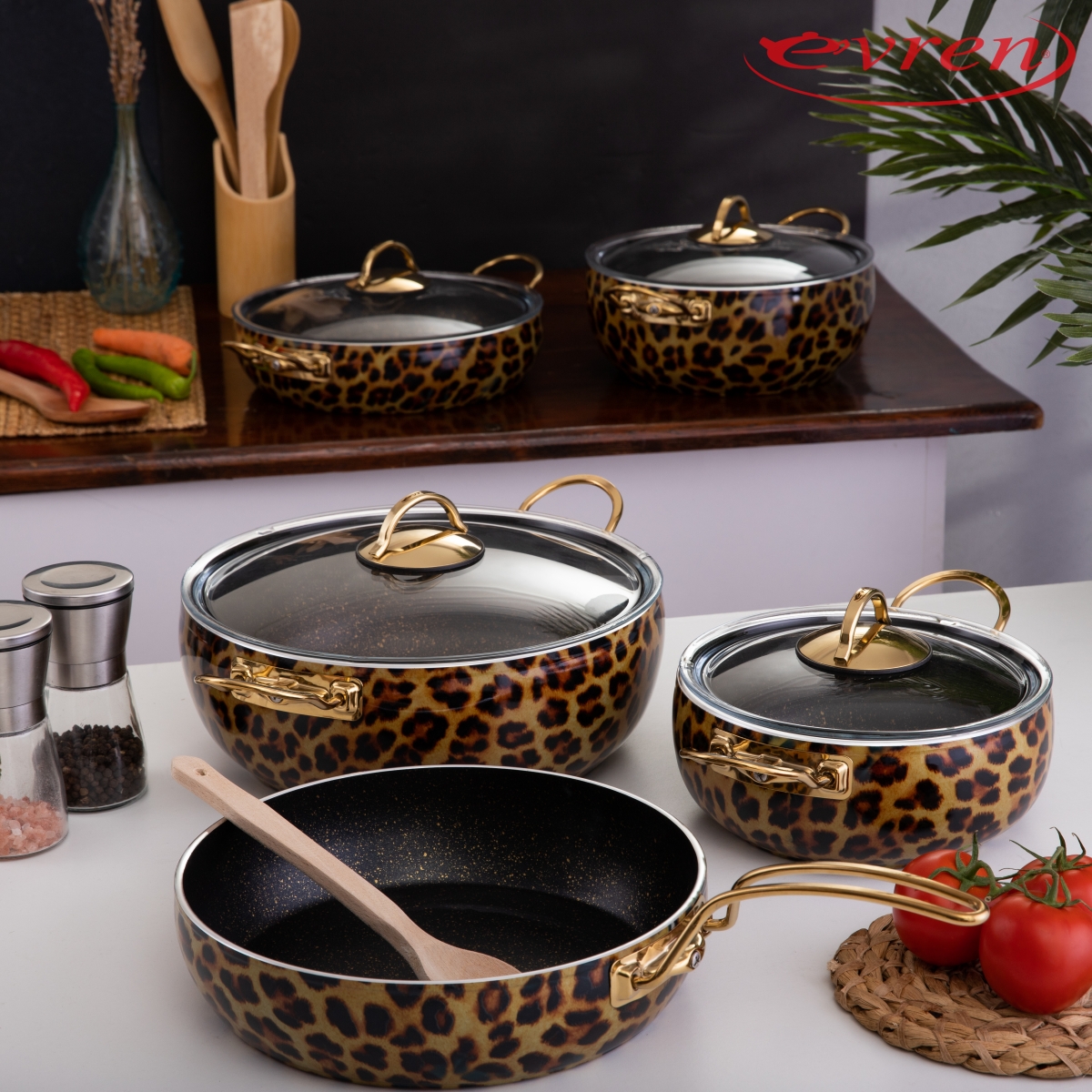 LEOPAR 9 PARÇA SET/LEOPARD 9 PCS SET/НАБОР ИЗ 9 ПРЕДМЕТОВ