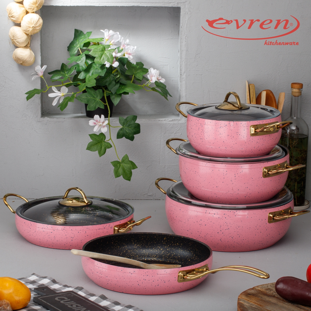 PEMBE GÜVEÇ 9 PARÇA SET/PINK BELLY 9 PCS SET/ЧЕРНЫЙ НАБОР ИЗ 9  ПРЕДМЕТОВ