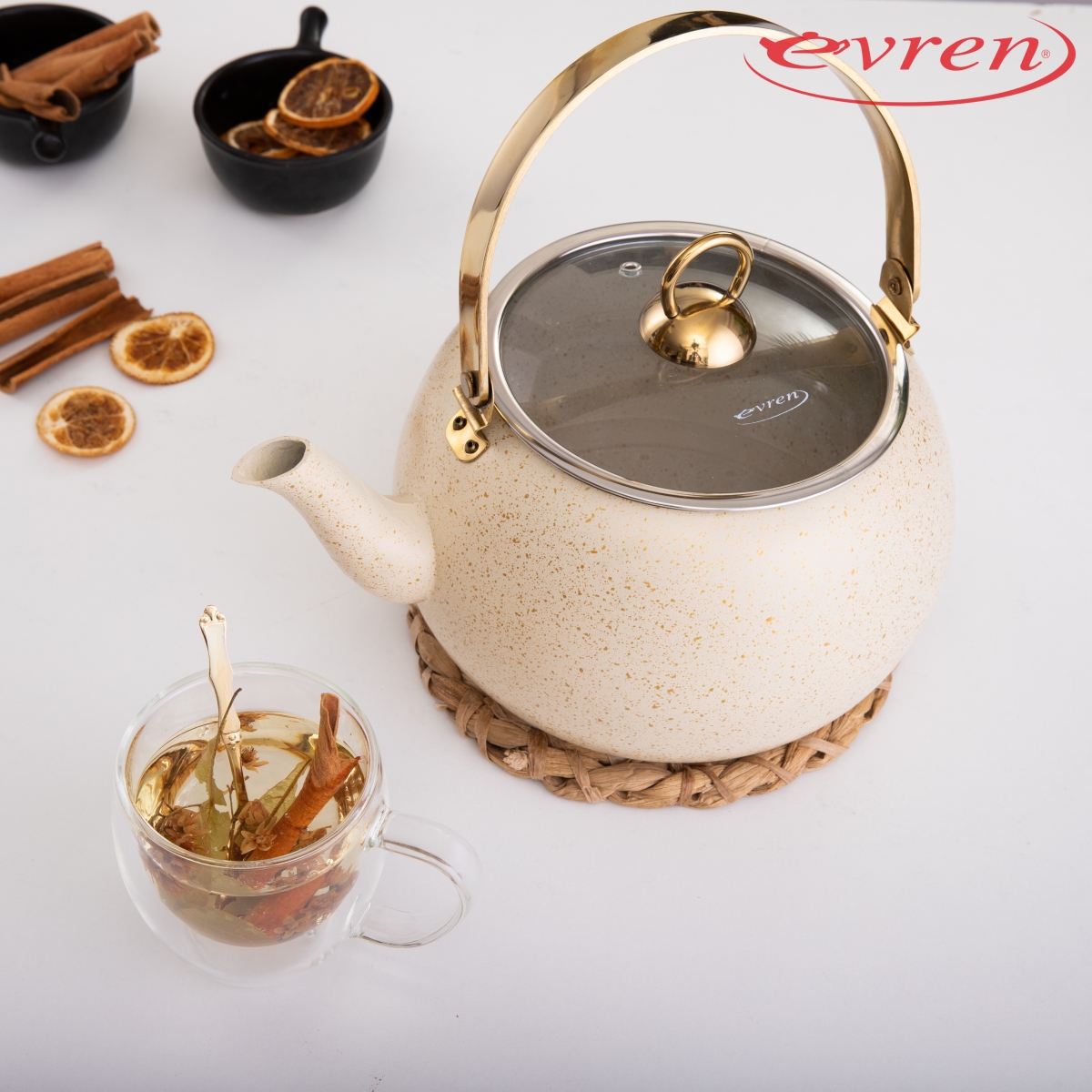 FİLDİŞİ KÜRE BİTKİ ÇAYDANLIĞI/IVORY TEAPOT/ЧАЙНИК