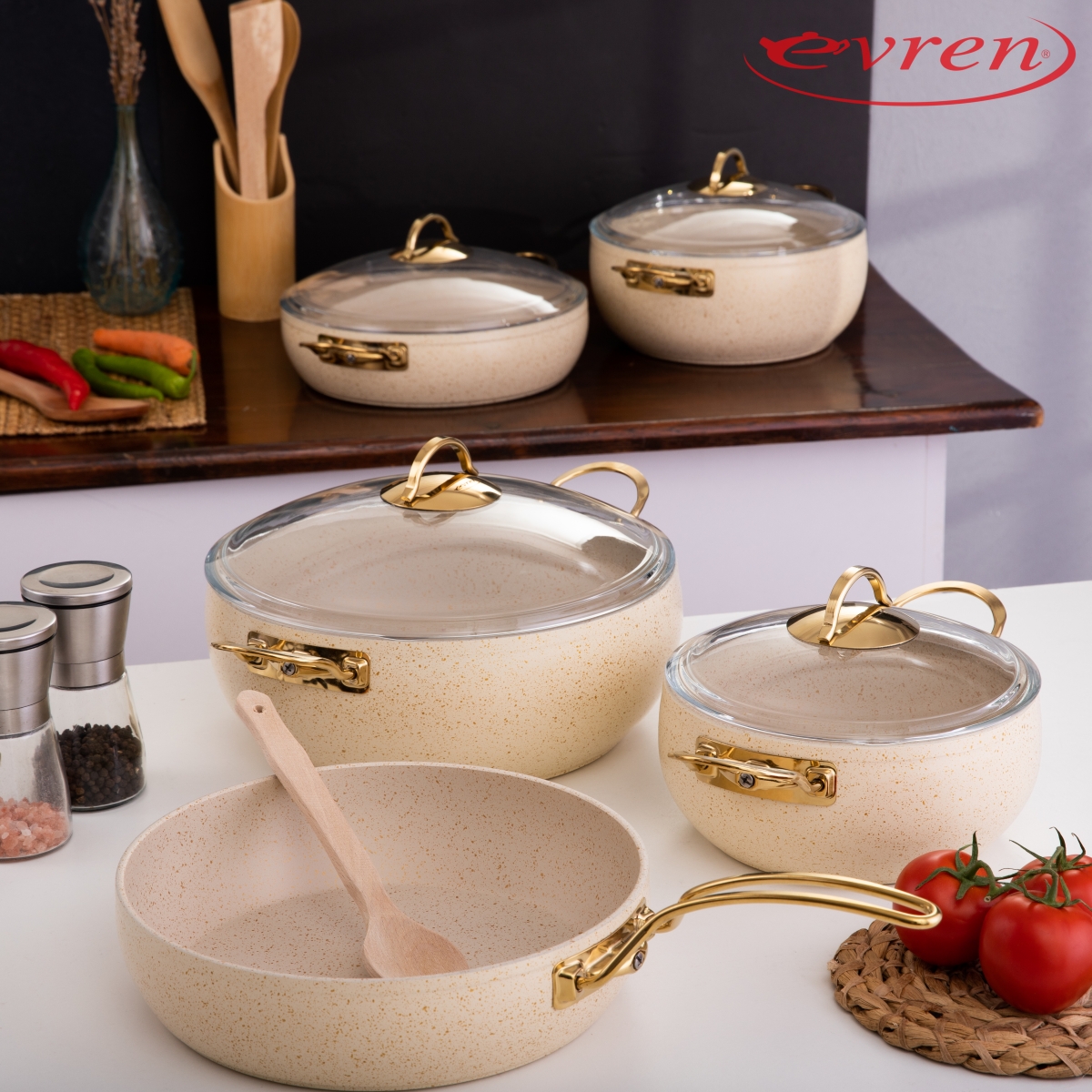 FİLDİŞİ GÜVEÇ 9 PARÇA SET/IVORY BELLY 9 PCS SET/КРЕМОВЫЙ НАБОР ИЗ 9  ПРЕДМЕТОВ