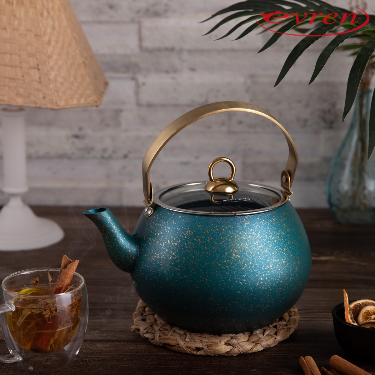 OKYANUS MAVİSİ KÜRE BİTKİ ÇAYDANLIĞI/OCEAN BLUE SPHERE TEAPOT/ЧАЙНИК