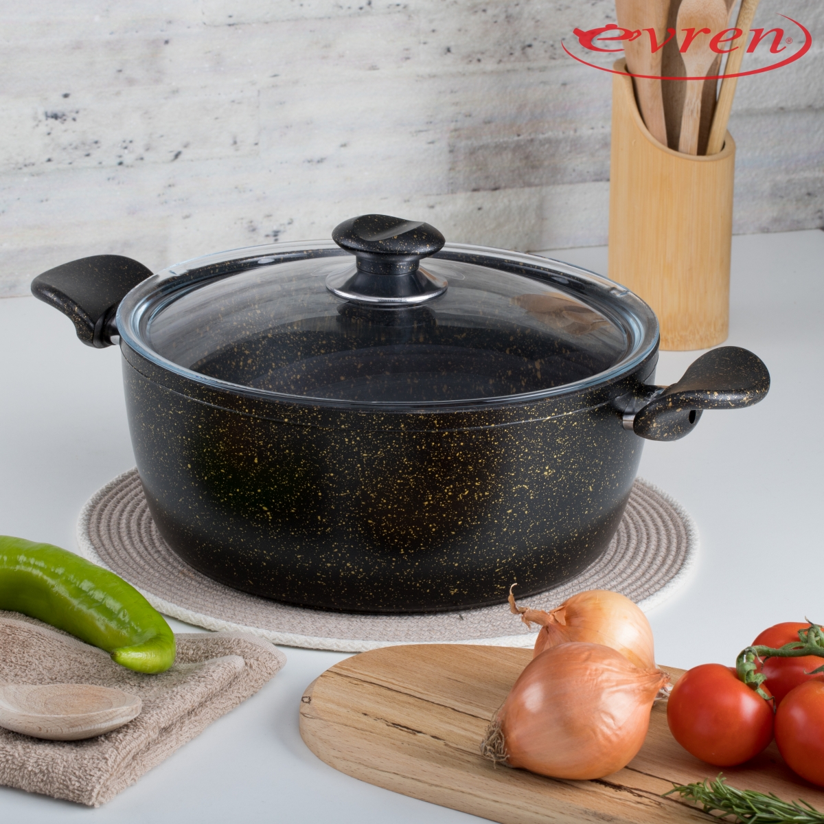 EZME DERİN TENCERE/GRANITE FORGED DEEP CASSEROLE/КАСТРЮЛЯ