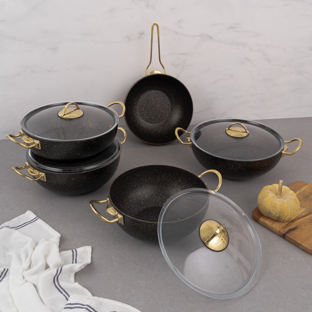 GOLD STONE WOK 9 PARÇA SET/GOLD STONE WOK 9 PCS SET