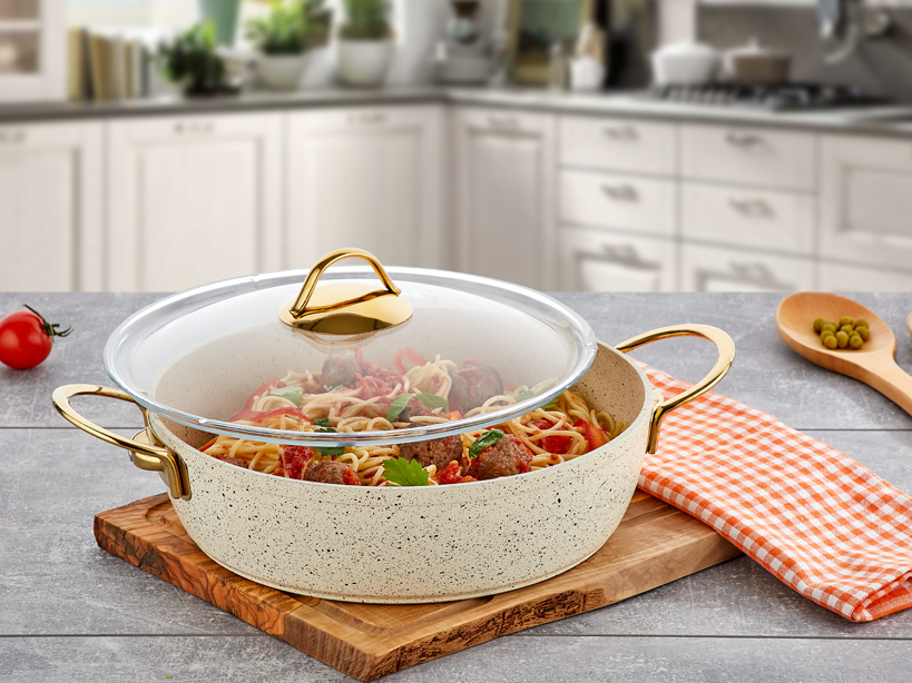 GOLD EZME BASIK TENCERE/GOLDEN FORGED SHALLOW CASSEROLE/НИЗКАЯ КАСТРЮЛЯ